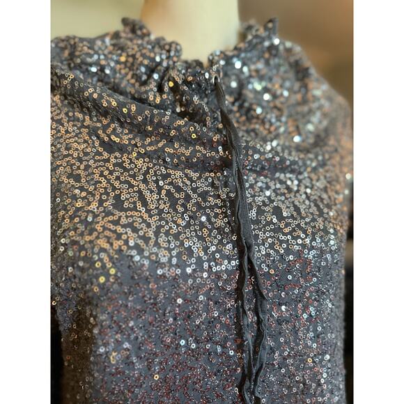 Chico’s
Sequined Blouse . Size 2. Cowl neck, short sleeve - Picture 6 of 7